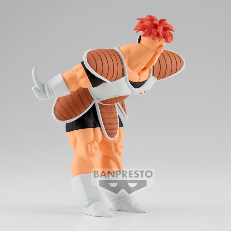 Figurine de Recoome de l'Escadron Ginyu, mesurant 14 cm, représentant Recoome de dos avec les bras écartés, fabriquée par Banpresto.