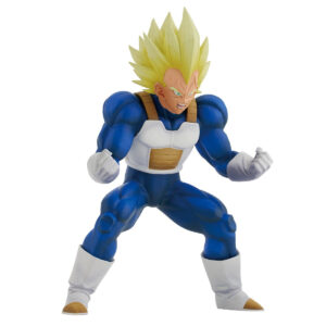 Figurine de Vegeta en Super Saiyan, affichant une expression déterminée avec des muscles saillants, mesurant 22 cm, fabriquée par Bandai Ichibansho.