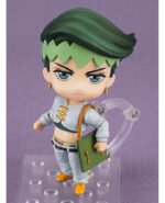 Vue 3/4 de face à mi-distance de la figurine de Rohan Kishibe de JoJo's Bizarre Adventure, tenant un carnet vert.