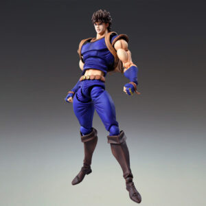 Vue 3/4 de face à mi-distance de la figurine de Jonathan Joestar de JoJo's Bizarre Adventure en tunique bleue, avec gants sans doigts.