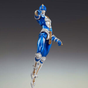 Vue 3/4 dynamique à mi-distance de la figurine de Sticky Fingers de JoJo's Bizarre Adventure: Golden Wind, pointant avec sa main droite.