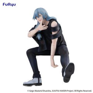Figurine Noodle Stopper de Mahito de la série Jujutsu Kaisen en tenue noire, en posture accroupie avec expression intense, vue de face à mi-distance.