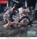 jujutsu-kaisen-figurine-megumi-fushiguro-encounter-figurizm_8 Figurine Funko Pop! de Megumi Fushiguro de la série Jujutsu Kaisen en uniforme sombre, en posture de combat avec expression concentrée, entouré de shikigami. Vue de face à mi-distance.