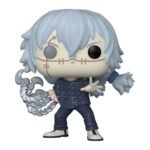 Figurine Funko Pop! de Mahito de la série Jujutsu Kaisen en chemise à motifs, en posture légèrement inclinée avec expression malicieuse, armé d'une main en forme de griffe. Vue de face à mi-distance.