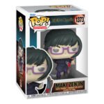 Figurine Funko Pop! de Maki Zen'in de la série Jujutsu Kaisen en tenue sombre avec accents violets et rouges, en posture dynamique avec expression déterminée, vue de face à mi-distance.