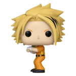 Vue de face à mi-distance de la Funko Pop! de Denki Kaminari de My Hero Academia en uniforme de l'école U.A., avec une expression énergique.