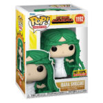 Vue 3/4 de face à mi-distance de la figurine Funko Pop d'Ibara Shiozaki de My Hero Academia en robe blanche, cheveux verts ressemblant à des vignes.
