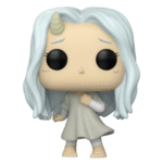 Vue de face en gros plan de la figurine Funko Pop d'Eri de My Hero Academia, portant une robe légère avec des manches blanches, avec une corne en spirale sur la tête.