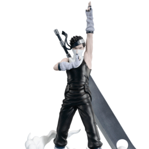 Figurine de Momochi Zabuza avec épée massive, tenue de ninja détaillée et expression déterminée.