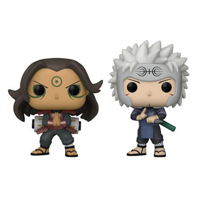 Figurine Pop représentant Hashirama et Tobirama dans une pose dynamique, avec leurs tenues iconiques.