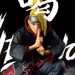 Figurine Deidara du manga Naruto portant le manteau de l'Akatsuki et utilisant son Ninjutsu.