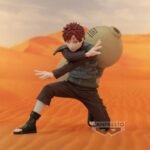 Figurine de Gaara avec des cheveux rouges, un tatouage en forme de diamant et une gourde dans le dos.