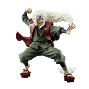 Figurine de Jiraiya en PVC mesurant 15 cm, représentant le personnage avec ses caractéristiques distinctives et une posture dynamique.
