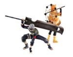 Figurine de Kakashi Hatake en posture de combat dynamique, tenant l'épée Kubikiribōchō, fabriquée par MegaHouse.