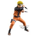Figurine de Naruto Uzumaki avec kunai dans chaque main en pose dynamique, fabriquée par Banpresto.