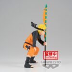 Figurine de Naruto Uzumaki en PVC de 11 cm dans une pose emblématique tenant un drapeau.