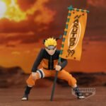 Figurine de Naruto Uzumaki en PVC de 11 cm dans une pose emblématique tenant un drapeau.