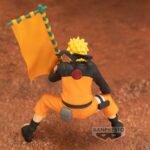 Figurine de Naruto Uzumaki en PVC de 11 cm dans une pose emblématique tenant un drapeau.