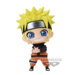 Figurine de Naruto Uzumaki en forme chibi avec un visage mignon et un sourire rayonnant.