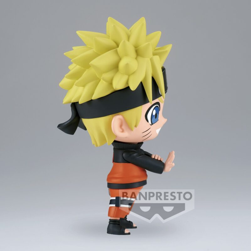 Figurine de Naruto Uzumaki en forme chibi avec un visage mignon et un sourire rayonnant.