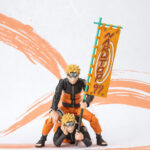 Figurine de Naruto Uzumaki de 15 cm avec visages interchangeables et un drapeau NARUTOP99.
