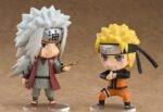 Figurine Nendoroid de Jiraiya avec deux visages interchangeables, accessoires, et articulations visibles.