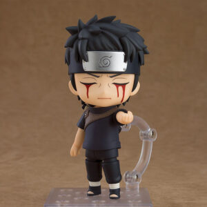 Figurine Nendoroid de Shisui Uchiha avec deux visages interchangeables et accessoires variés.