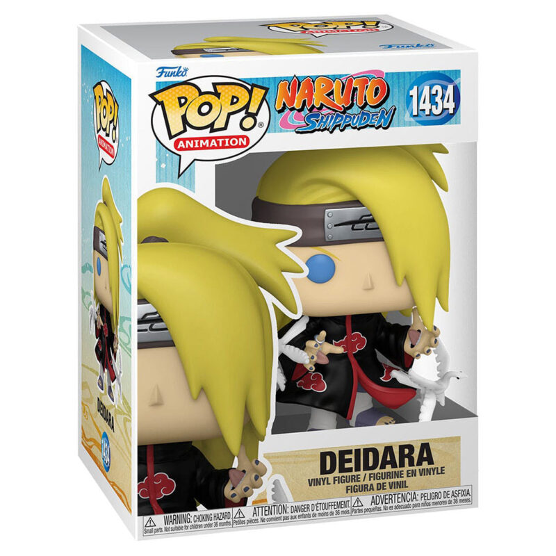 Figurine Pop de Deidara de Naruto avec deux oiseaux d'argile autour de lui, fabriquée par Funko.