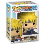 Figurine Pop de Minato Namikaze en position dynamique avec un kunai, prête à défendre Konoha.