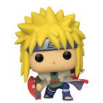 Figurine Pop de Minato Namikaze en position dynamique avec un kunai, prête à défendre Konoha.