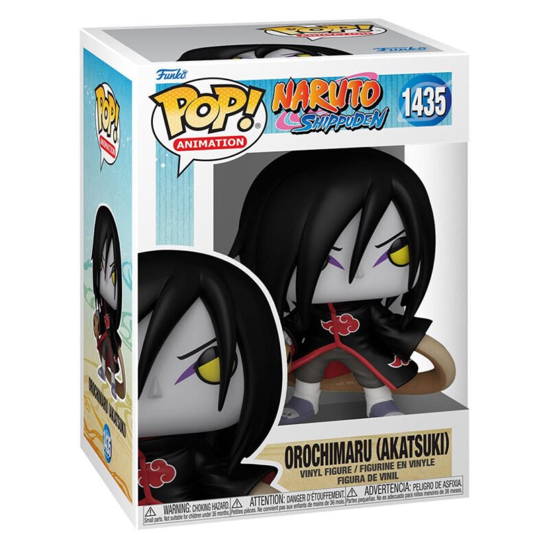 Figurine Pop d'Orochimaru en manteau noir avec un serpent enroulé autour de lui, fabriquée par Funko.