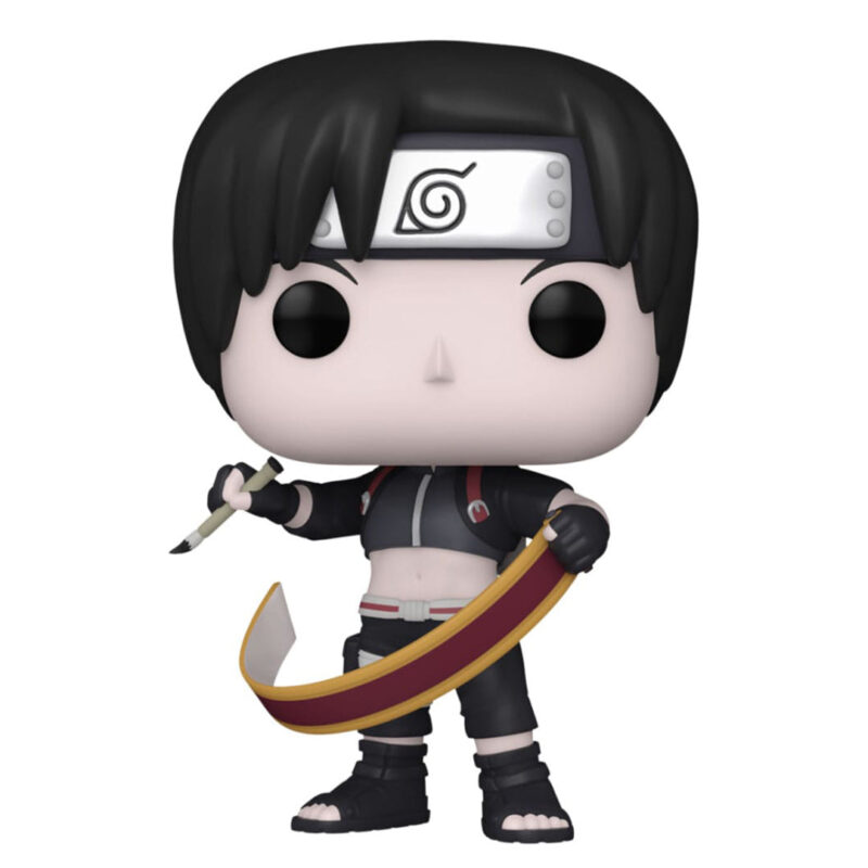 Figurine Funko Pop de Sai avec pinceau et rouleau, en posture dynamique, représentant ses talents artistiques.