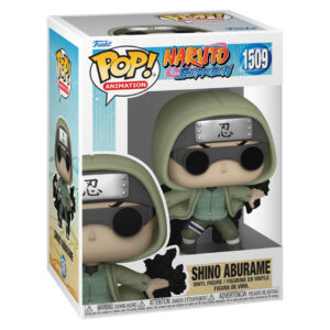 Figurine Pop de Shino Aburame entouré d'insectes, représentant un membre du clan Aburame.