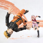 Figurine de Sakura Haruno de 14 cm avec plusieurs visages interchangeables et une hache.