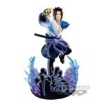 Figurine de Sasuke Uchiha exécutant le Chidori avec un diorama dynamique et des effets spéciaux.
