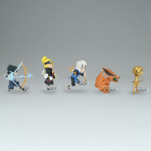 Figurine de Sasuke de la série WCF Naruto avec pose dynamique et détails minutieux, fabriquée par BANPRESTO