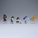 Figurines miniatures de personnages de Naruto en poses de combat, fabriquées par Banpresto, mesurant 7 cm.