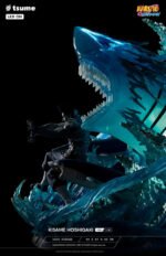 Statue de Kisame Hoshigaki en résine montrant une pose dynamique avec des effets d'eau et un socle détaillé.