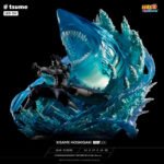 Statue de Kisame Hoshigaki en résine montrant une pose dynamique avec des effets d'eau et un socle détaillé.