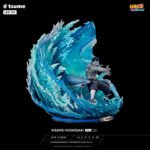 Statue de Kisame Hoshigaki en résine montrant une pose dynamique avec des effets d'eau et un socle détaillé.