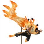 Figurine de Naruto Uzumaki en mode Sage des Six Chemins avec des flammes et des sphères de vérité.