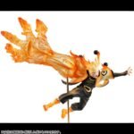 Figurine de Naruto Uzumaki en mode Sage des Six Chemins avec des flammes et des sphères de vérité.