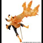 Figurine de Naruto Uzumaki en mode Sage des Six Chemins avec des flammes et des sphères de vérité.