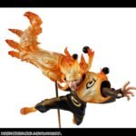 Figurine de Naruto Uzumaki en mode Sage des Six Chemins avec des flammes et des sphères de vérité.
