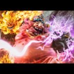 Figurine de Big Mom dans une pose dynamique, entourée de ses homies Zeus et Prométhée, fabriquée par MEGAHOUSE, mettant en avant des détails sculptés avec précision et une base stable.