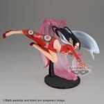 Figurine de Boa Hancock dans une posture dynamique, mesurant 17 cm, avec des cheveux et une cape flottants, fabriquée en PVC par Banpresto.