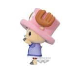 Figurine de Chopper Fluffy Puffy de 7 cm en PVC, représentant le personnage dans sa tenue de l'Arc Alabasta avec une chemise bleue sur un t-shirt blanc, texture douce et pose dynamique.
