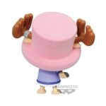 Figurine de Chopper Fluffy Puffy de 7 cm en PVC, représentant le personnage dans sa tenue de l'Arc Alabasta avec une chemise bleue sur un t-shirt blanc, texture douce et pose dynamique.