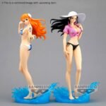 Figurine de Nami de 23 cm en PVC dans une pose dynamique, portant un maillot de bain deux pièces, avec un socle en forme d'éclaboussure d'eau.