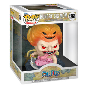 Figurine Pop de Big Mom, personnage de One Piece, dans une pose dynamique montrant sa puissance, fabriquée en PVC avec des détails soignés et des couleurs vives.